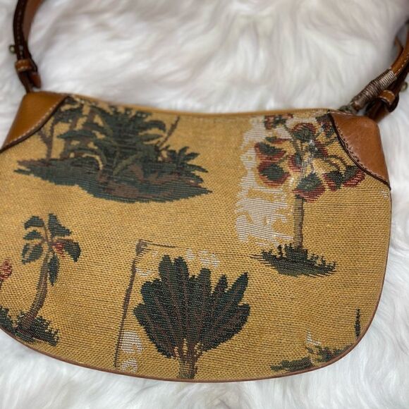 Tommy Bahama Tapestry And Leather Vintage Shoulder Handbag - Picture 3 of 6